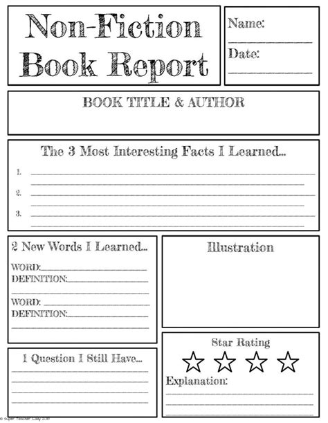 non fiction book report template 3rd grade